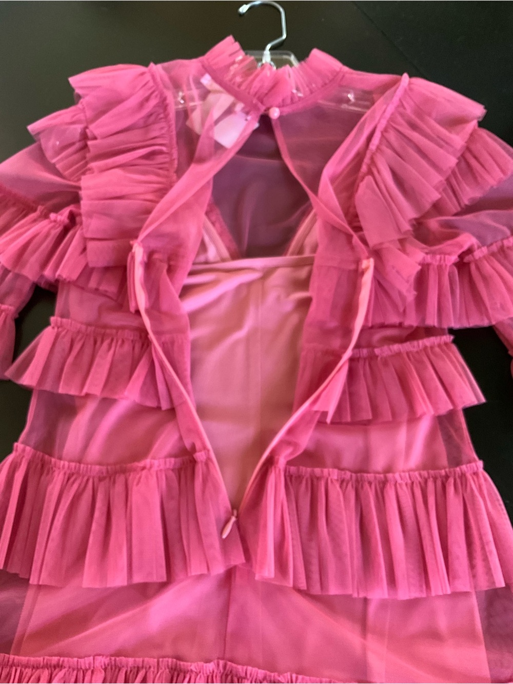 Karlie Coral Pink Ruffle Mesh Dress - Picture 10 of 11